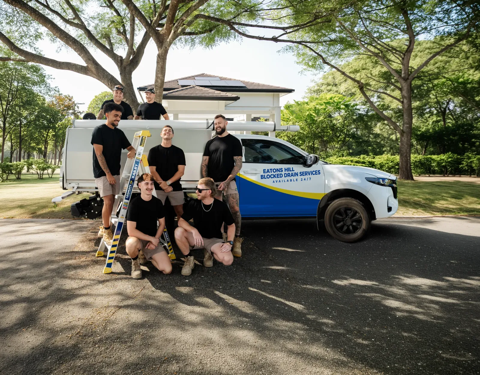 Eatons Hill Blocked Drain Services ute and team